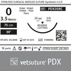 VetSuture PDX metric 3,5 USP 0 90cm violet ReverseCut 3/8 30mm