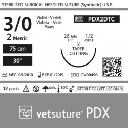 VetSuture PDX metric 2 USP 3/0 90cm violet TapperCut 1/2 26mm