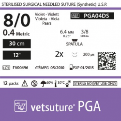 image: PGA met 0.4 - USP 8/0 - 30cm - 11.8" - 2x Spatula 3/8 6.4mm (0.25") 200µm