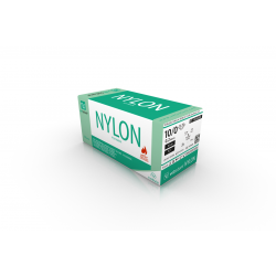 NYLON met 0.2 - USP 10/0 - 13cm - 5" - 2x Taper point 3/8 4.0mm (0.15") 100µm