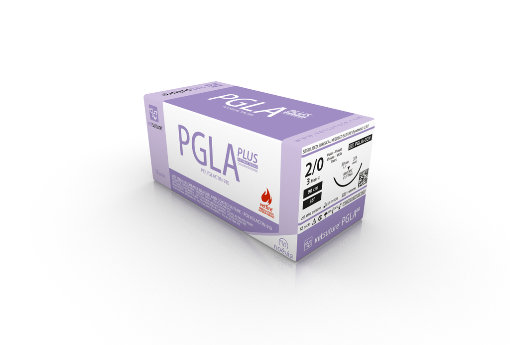 [PGLA+3CN] vetsuture® PGLA+ (EP3, USP2/0, Reverse cutting 3/8c 30mm, 12x90cm)