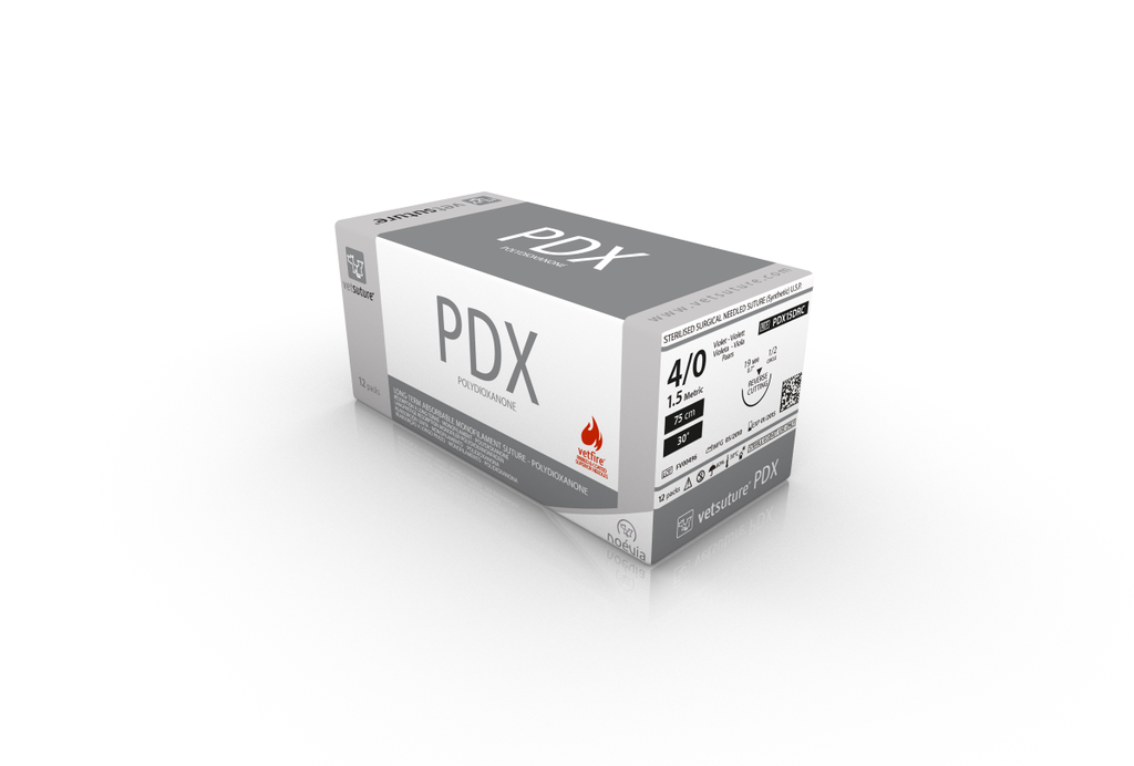 [PDX15DRC] vetsuture® PDX (EP1.5, USP4/0, Reverse cutting 1/2c 19mm, 12x90cm)